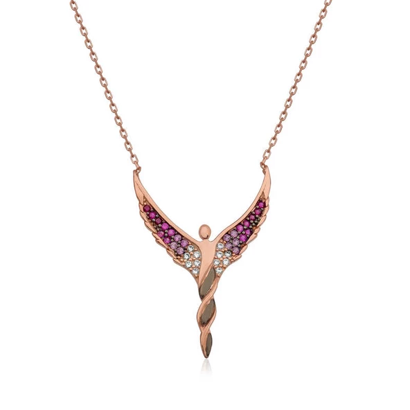 925 Ayar Gümüş Kanatlı Melek Kadın Gümüş Kolye ürün görseli 1