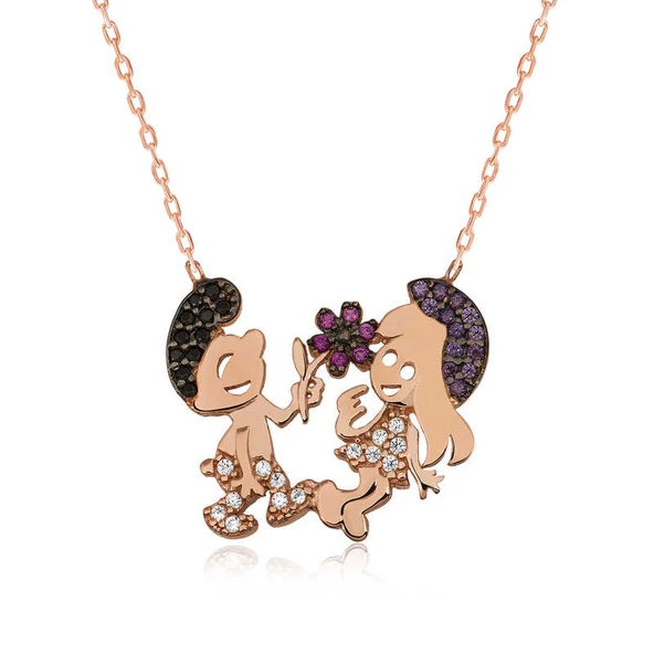 925 Ayar Gümüş Şirinler Kadın Gümüş Kolye ürün görseli 1