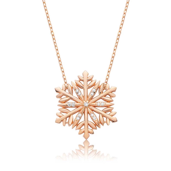 925 Ayar Gümüş Kar Tanesi Kadın Gümüş Kolye ürün görseli 1