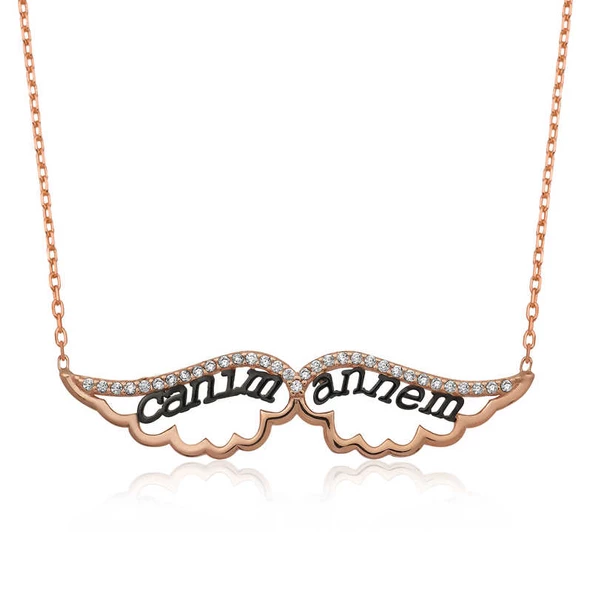 925 Ayar Gümüş Melek Canım Annem Kadın Gümüş Kolye ürün görseli 1