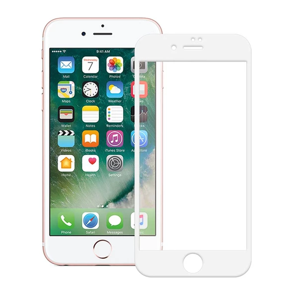 Bufalo iPhone 7 Plus / 8 Plus Ekran Koruyucu 9D Temperli Cam - Beyaz