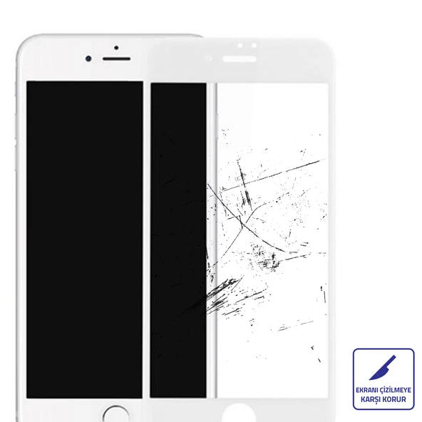 Bufalo iPhone 7 Plus / 8 Plus Ekran Koruyucu 9D Temperli Cam - Beyaz - 6
