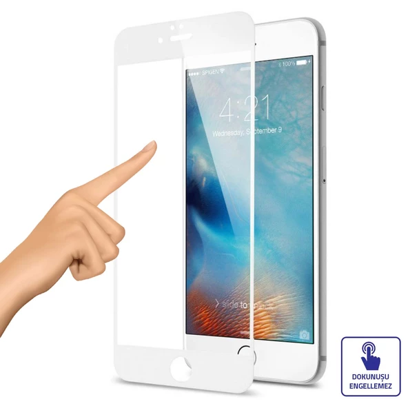 Bufalo iPhone 7 Plus / 8 Plus Ekran Koruyucu 9D Temperli Cam - Beyaz - 3