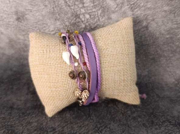 Bileklik Halhal Plaj Deniz kabuklu Boncuklu Ayarlanabilir Çoklu Bileklik ürün görseli