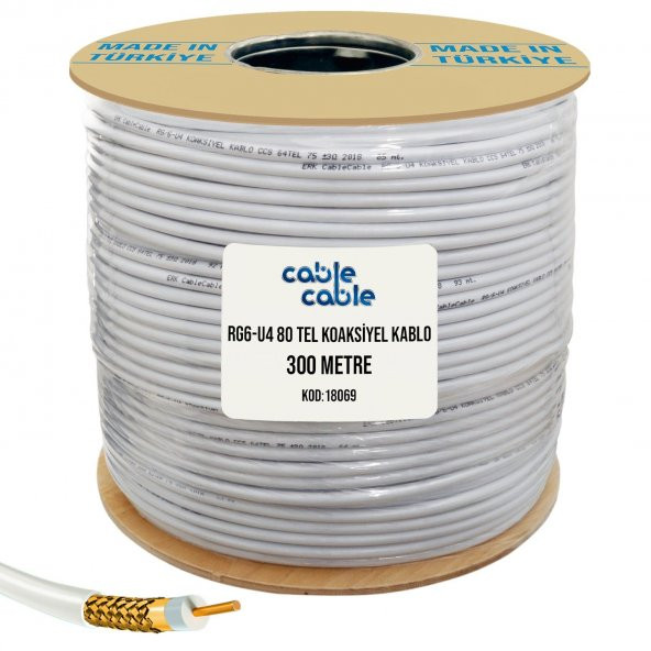 ANTEN KABLOSU RG6/U4 1.02MM 80TEL GOLD BAKIR ALAŞIM 300MT CABLECABLE