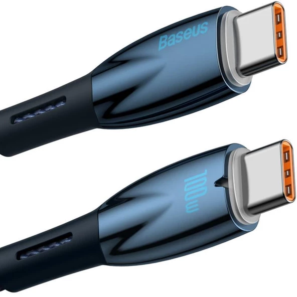 Baseus Yıldırım Şarj 1Mt 100W Akıllı Şarj Type-C Şarj Kablosu İpad Macbook Şarj 480 Mbps Veri Aktarım - 6