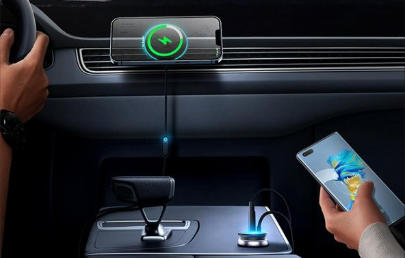 Baseus 15W Magsafe Kablosuz Araç Telefon Tutucu 25W Type-C Araç Çakmaklık Şarjı İphone Araç Şarjı - 5