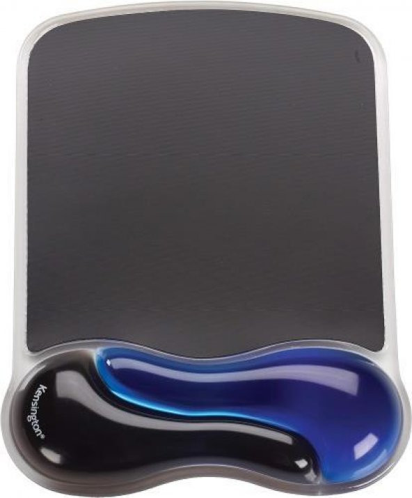 Kensington ergonomik bilek desteğine sahip fare altlığı, kaymaz ve rahat ikili jel bilek tutucu, lazer ve optik farelerle uyumlu, siyah/mavi, 62401