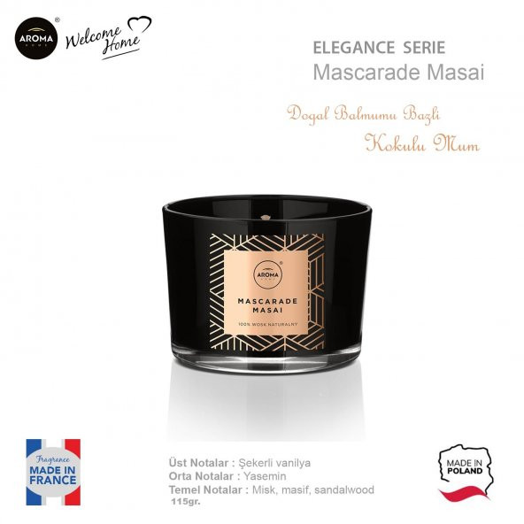 Aroma Home Elegance Kokulu Mum  Mascarade Masai  115gr. - 2