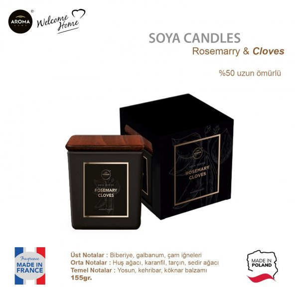 Aroma Home Soya series Kokulu Mum Rosemary Cloves 155gr. - 2