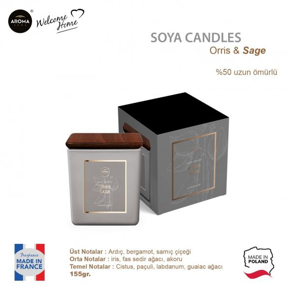 Aroma Home Soya series Kokulu Mum Orris Sage  155gr. - 2
