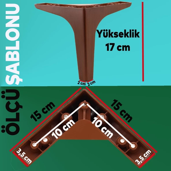 Sedef 6'lı Set Mobilya Tv Ünitesi Konsol Koltuk Kanepe Destek Ayağı 17 Cm Ahşap Desenli Ayakları - 4