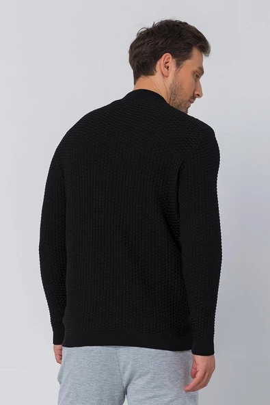 Erkek Regular Fit Düz Renk Balıkçı Yaka Boğazlı Uzun Kollu Triko Kazak - 5