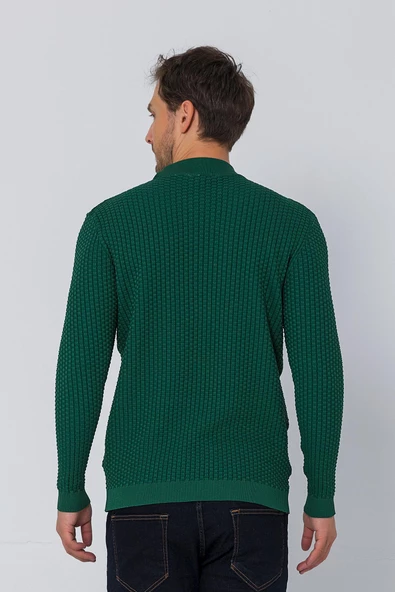 Erkek Regular Fit Düz Renk Balıkçı Yaka Boğazlı Uzun Kollu Triko Kazak - 9