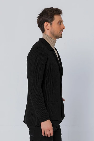 CEKMON Erkek Regular Fit Çok Cepli Düğmeli Astarsız Örme Blazer Rahat Ceket - 6