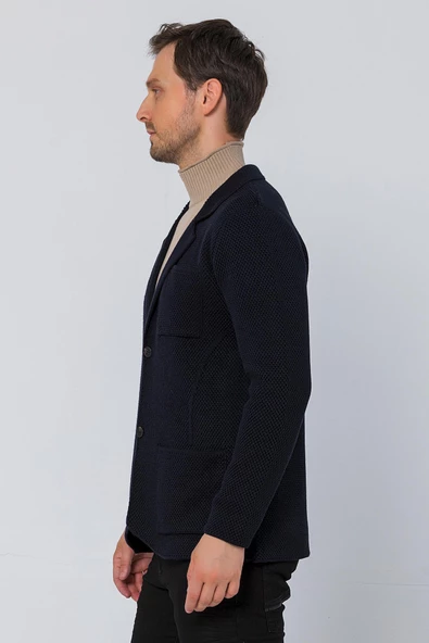 CEKMON Erkek Regular Fit Çok Cepli Düğmeli Astarsız Örme Blazer Rahat Ceket - 11