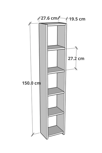 6 Raflı Kitaplık 150 cm Sunta Kitaplık Ofis Mutfak Rafı Beyaz - 3