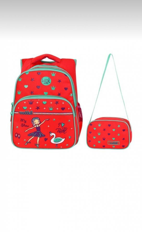 Ölmezler Mercan Balerin Desenli Ilkokul Sırt Çantası Ve Beslenme Çantası Kırmızı - 2