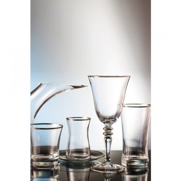 Kcd Soprano Platin 61 Parça Cam Sofra Sunum Çeyiz Seti Su Bardak Takımı Kesme El Dekor ürün görseli 1