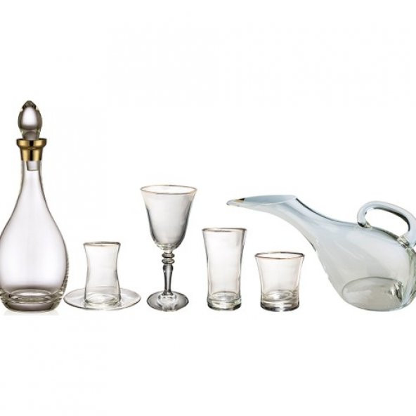 Kcd Soprano Platin 61 Parça Cam Sofra Sunum Çeyiz Seti Su Bardak Takımı Kesme El Dekor - Resim 2