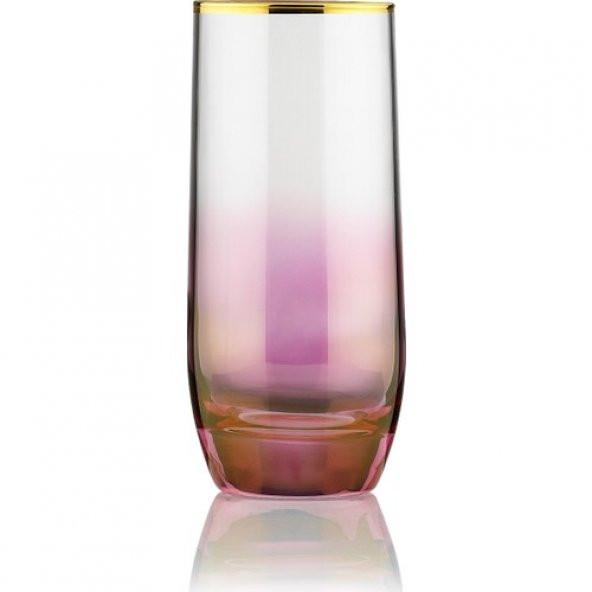 Kcd Bolero Pembe Kesme El Dekor Yaldızlı 6 Adet Desenli Su ve Meşrubat Bardak Takımı - Resim 2