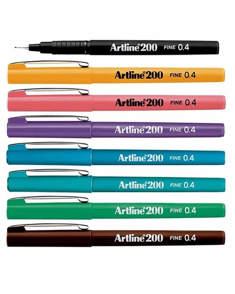Artline 200 Fine 04 mm İnce Uçlu Yazı ve Çizim Kalemi 8li Set