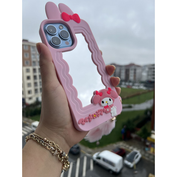 İphone 13 Pro Aynalı Tavşanlı Telefon Kılıfı