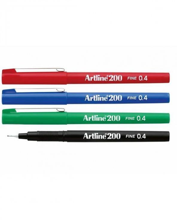 Artline 200 Fine 0.4mm İnce Uçlu Yazı ve Çizim Kalemi 4lü Set