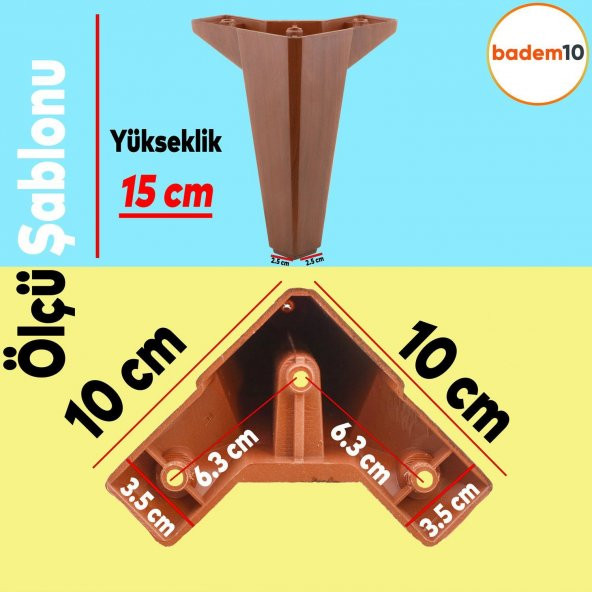Sedir 6'lı Set Mobilya TV Ünitesi Çekyat Koltuk Kanepe Destek Ayağı 15 cm Ahşap Desenli Baza Ayak - 3
