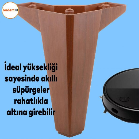 Sedir 6'lı Set Mobilya TV Ünitesi Çekyat Koltuk Kanepe Destek Ayağı 15 cm Ahşap Desenli Baza Ayak - 6