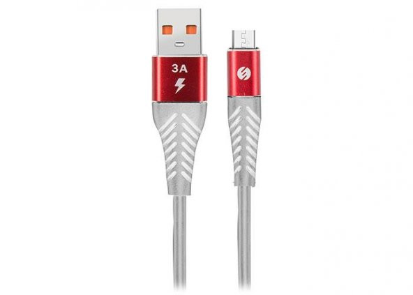 S-link Swapp SW-C565 1.2M 3A Micro Usb Kırmızı/Beyaz Şarj Kablosu