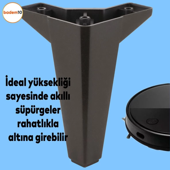 Sedir 6'lı Set Mobilya Tv Ünitesi Çekyat Koltuk Kanepe Destek Ayağı 15 Cm Siyah Baza Ayakları - 6