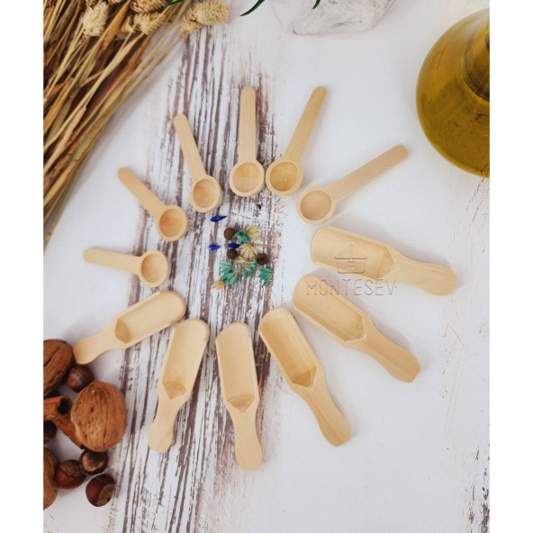 Ahşap Tahta Servis Baharat Şeker Kahve Reçel Kaşığı Kaşık Seti Ağaç Kaşık - 2