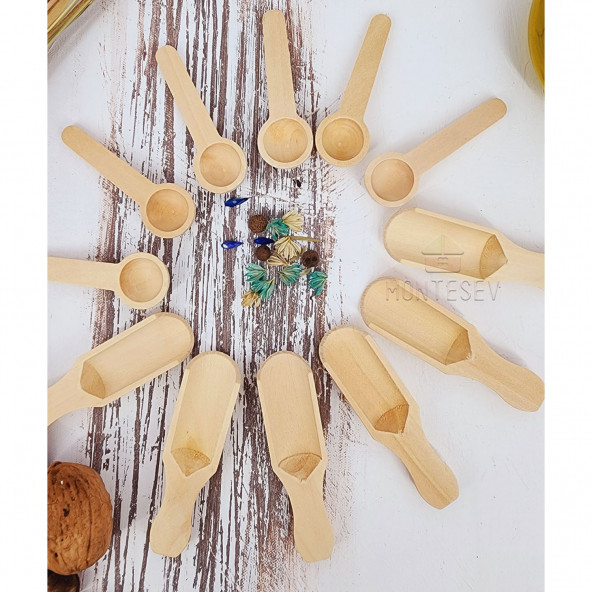 Ahşap Tahta Servis Baharat Şeker Kahve Reçel Kaşığı Kaşık Seti Ağaç Kaşık - 4