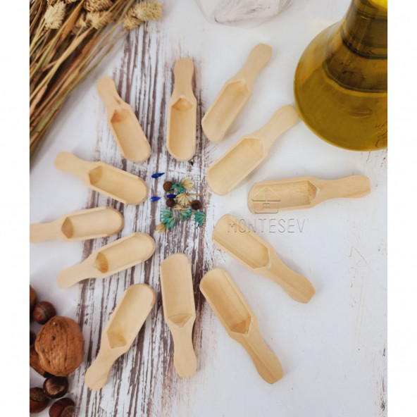 Ahşap Tahta Servis Baharat Şeker Kahve Reçel Kaşığı Kaşık Seti Ağaç Kaşık - 2