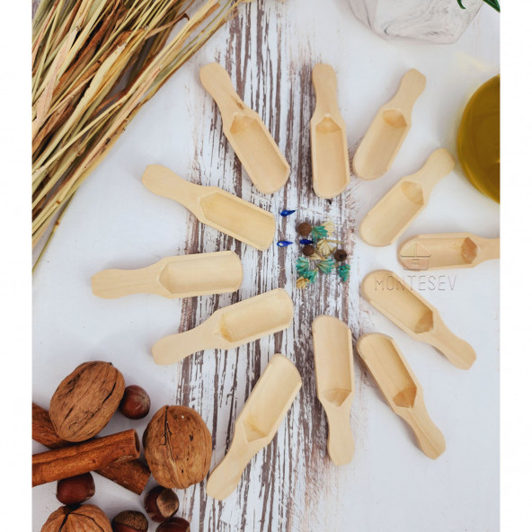 Ahşap Tahta Servis Baharat Şeker Kahve Reçel Kaşığı Kaşık Seti Ağaç Kaşık - 3