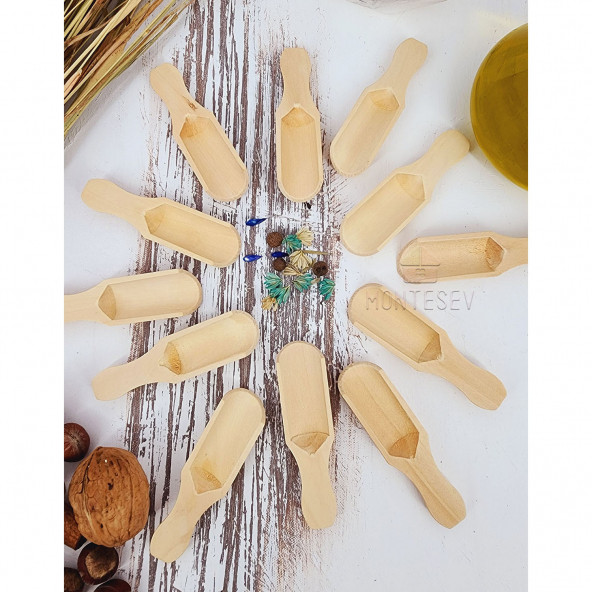 Ahşap Tahta Servis Baharat Şeker Kahve Reçel Kaşığı Kaşık Seti Ağaç Kaşık - 4