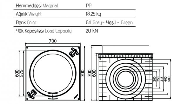 500mm - 600mm Koruge Borusu Dağıtım Bacası - 5