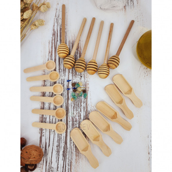 Ahşap Tahta Servis Bal Reçel Kaşığı Baharat Kaşığı Şeker Kahve Kaşığı Mutfak Kaşık Seti Ağaç Kaşık