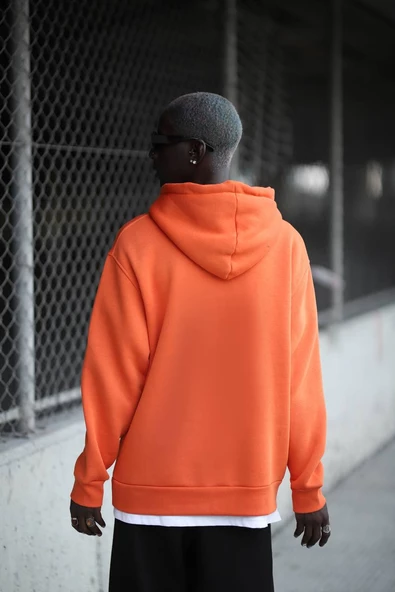 Kapşonlu 3 İplik Kalın İçi Polarlı Oversize Kangru Cepli Erkek Sweatshirt - 12