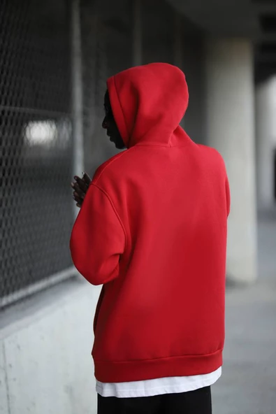 Kapşonlu 3 İplik Kalın İçi Polarlı Oversize Kangru Cepli Erkek Sweatshirt - 2