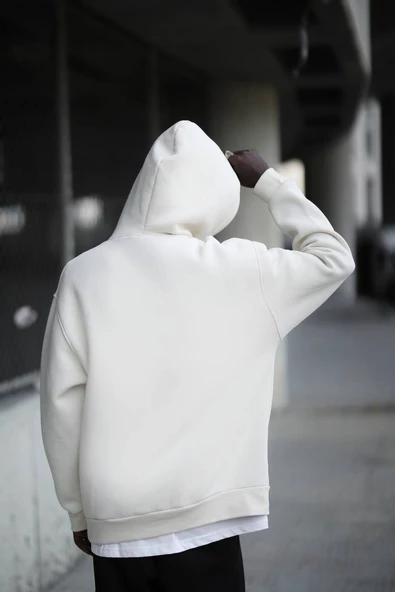 Kapşonlu 3 İplik Kalın İçi Polarlı Oversize Kangru Cepli Erkek Sweatshirt - 8