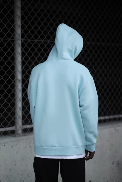 Kapşonlu 3 İplik Kalın İçi Polarlı Oversize Kangru Cepli Erkek Sweatshirt - 4