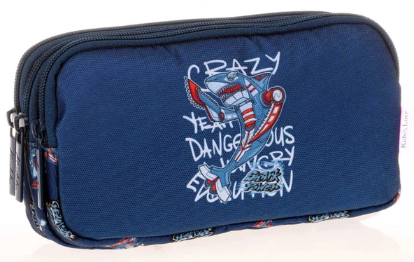 Kaukko Lacivert Kırmızı Mekanik Köpekbalığı İlkokul Sırt Çantası ve Kalemlik Seti - Erkek Çocuk - Resim 3