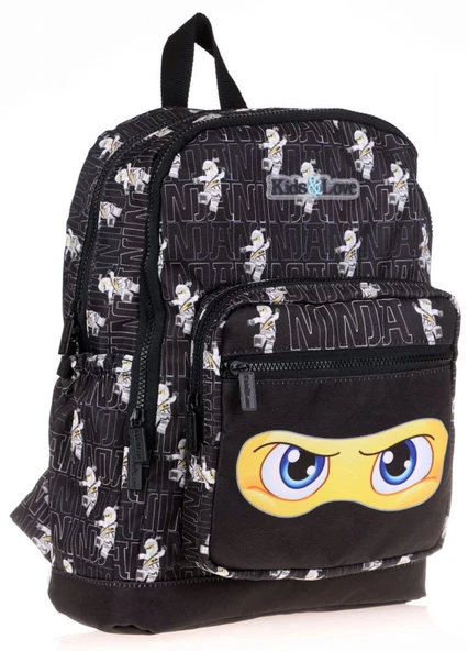 Kaukko Kids&Love Sarı Siyah Ninja İlkokul Çanta ve Kalemlik Seti - Erkek Çocuk - Resim 2