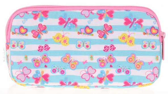 Kids&Love Üç Bölmeli Kız Çocuk Kalem Çantası - Pembe Kelebek - Resim 2