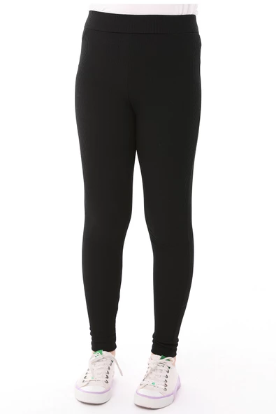 Kız Çocuk Fitilli Yüksek Bel Toparlayici Uzun Spor & Günlük Tayt - 12