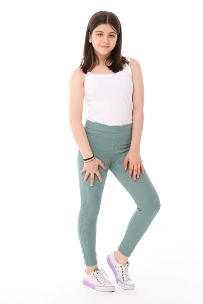 Kız Çocuk Fitilli Yüksek Bel Toparlayici Uzun Spor & Günlük Tayt - 8