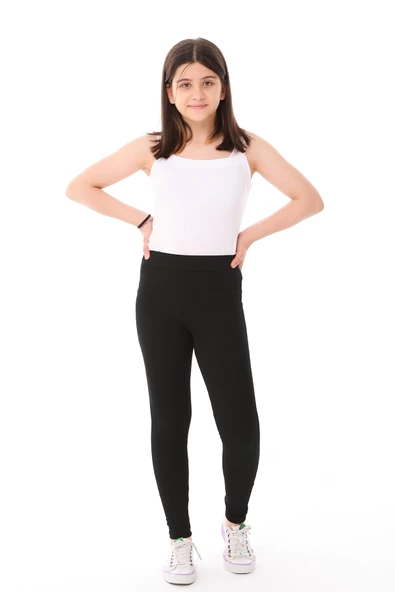 Kız Çocuk Fitilli Yüksek Bel Toparlayici Uzun Spor & Günlük Tayt - 9