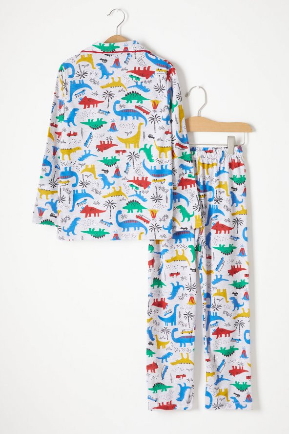 Dinozor Desenli Göz Bantlı Erkek Çocuk Pijama Takımı 16327 - 5